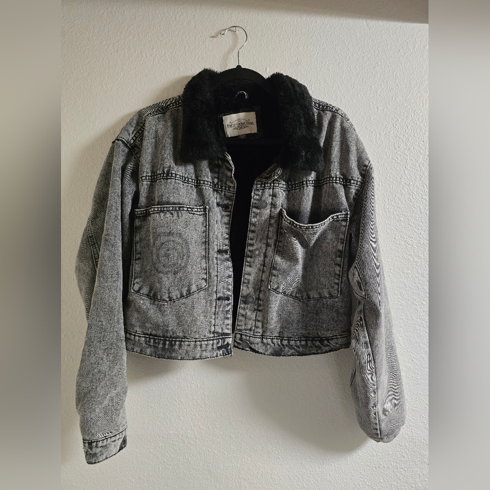 Cropped Gray Denim Jacket
